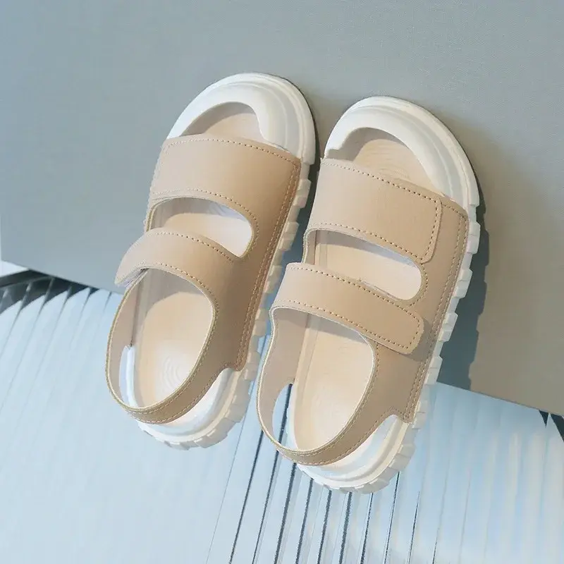 Children Sandals Flat Heel Platform Strap Anti-kick Toe Outdoor Sport Beach Casual Shoes High quality PU Leather Sandals I01101