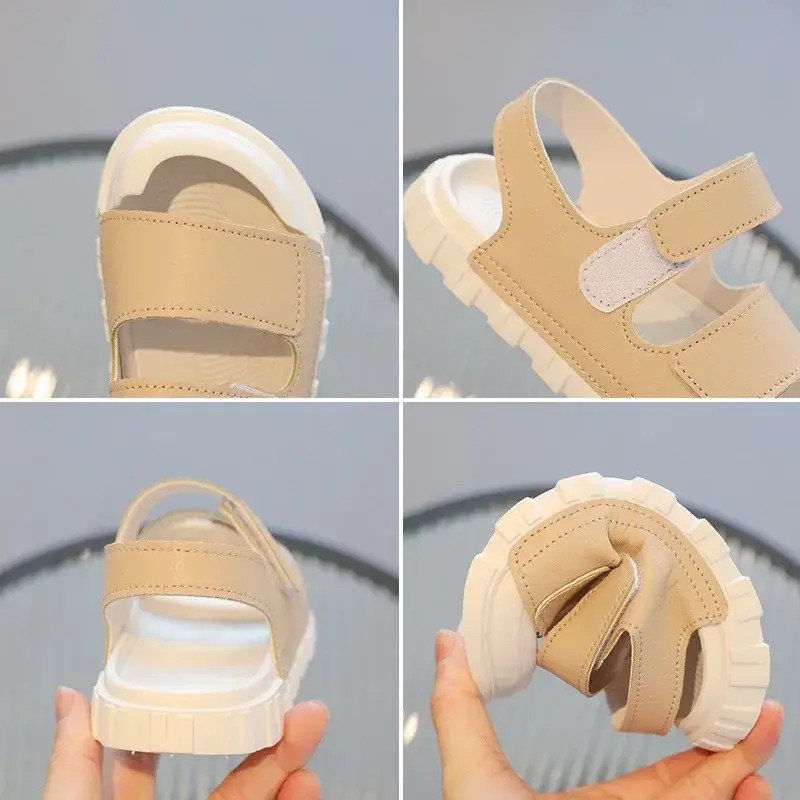 Children Sandals Flat Heel Platform Strap Anti-kick Toe Outdoor Sport Beach Casual Shoes High quality PU Leather Sandals I01101
