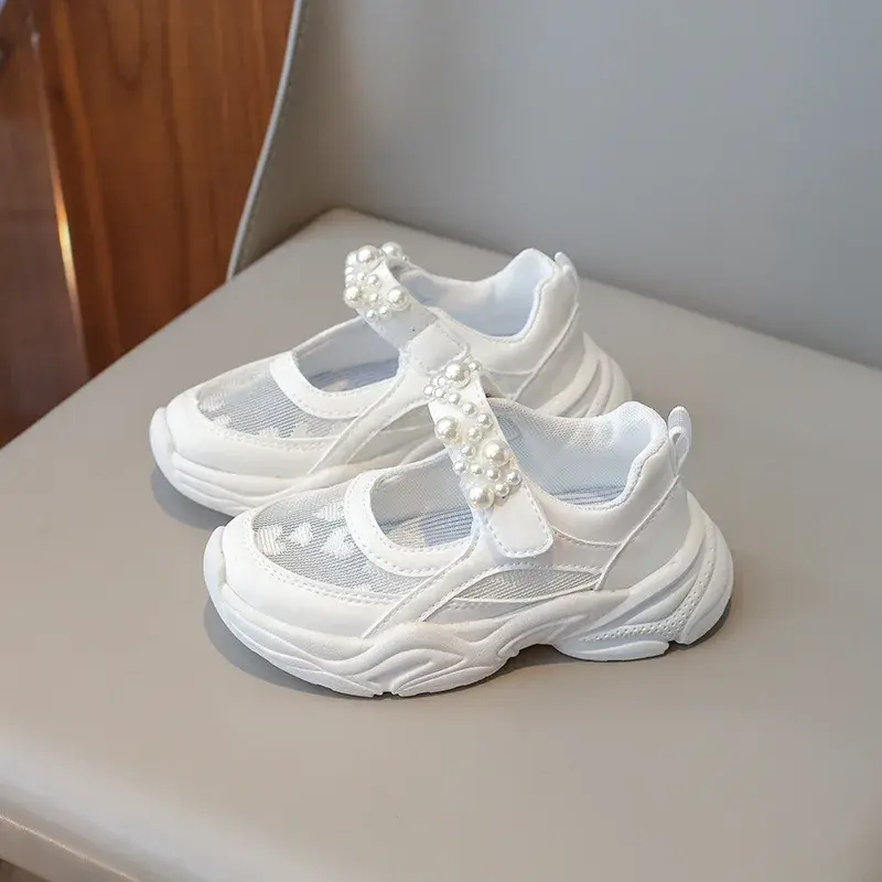 Light Weight Girls Sneakers LOVE Embroidery Anti-Stuffy Mesh Vamp Children Shoes Girl Comfortable Platform Shoes for Kids I02284