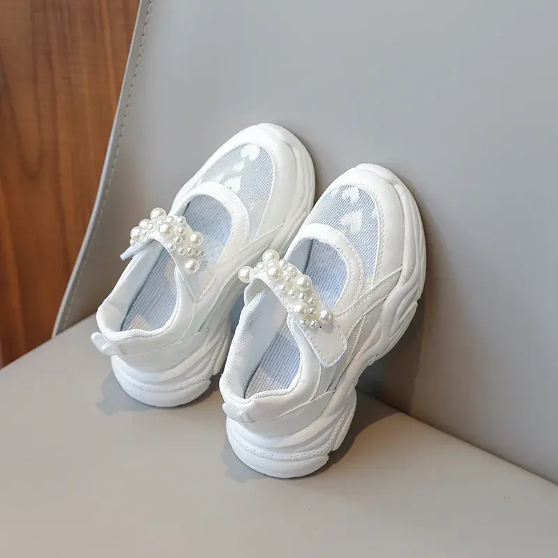 Light Weight Girls Sneakers LOVE Embroidery Anti-Stuffy Mesh Vamp Children Shoes Girl Comfortable Platform Shoes for Kids I02284