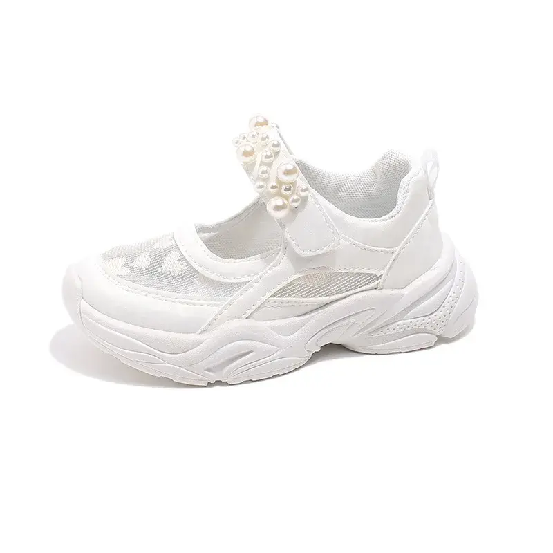 Light Weight Girls Sneakers LOVE Embroidery Anti-Stuffy Mesh Vamp Children Shoes Girl Comfortable Platform Shoes for Kids I02284