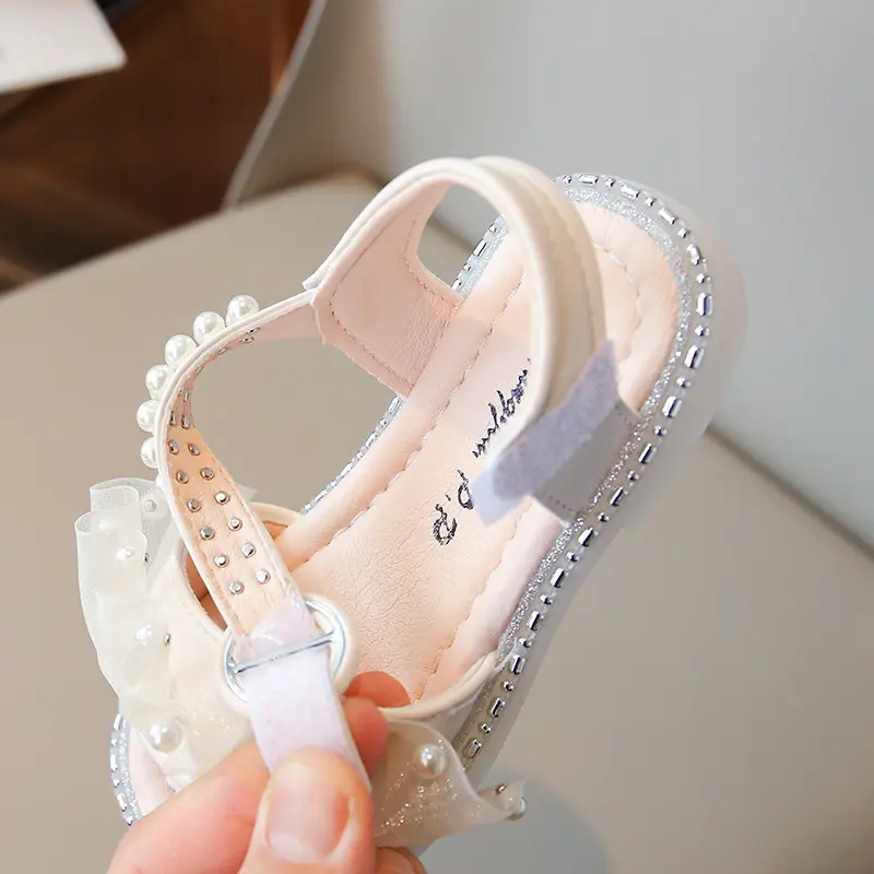 Girls Sandals Summer Slides 2025 New Child Ruffles Ribbons Sandals Princess Holiday Party Shoes Fashion Platform Sandals I05293