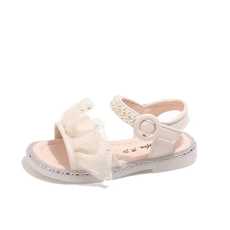 Girls Sandals Summer Slides 2025 New Child Ruffles Ribbons Sandals Princess Holiday Party Shoes Fashion Platform Sandals I05293