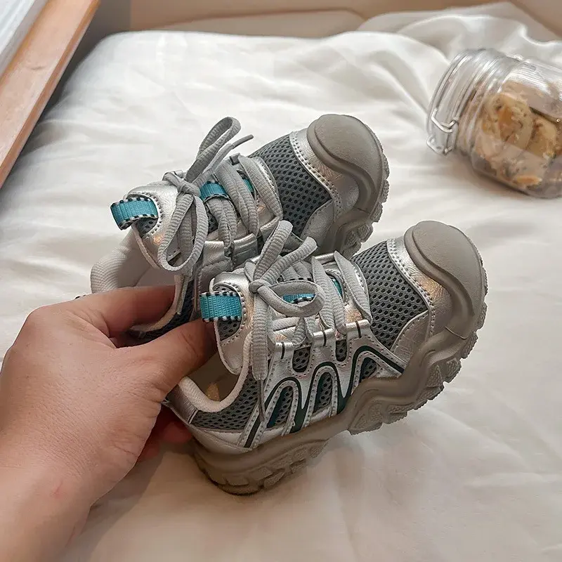 2024 Spring Baby Girl Boy Toddler tennis shoes Casual Sports Shoes Soft Bottom Comfortable Kids Sneakers Black Pink Gray H09273