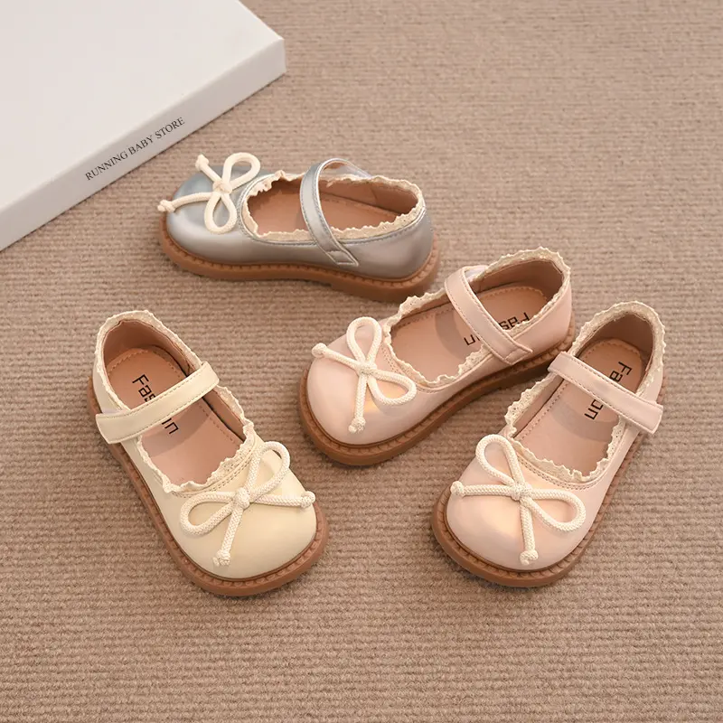 2025 Lolita Girl Party Dresses Shoes Chic Bow-knot Children Leather Shoes Fashion Versatile Kids Princess Mary Jane Shoes I01132