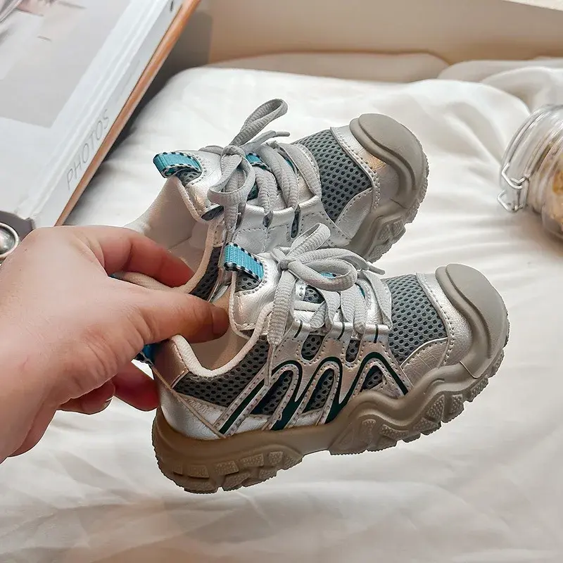 2024 Spring Baby Girl Boy Toddler tennis shoes Casual Sports Shoes Soft Bottom Comfortable Kids Sneakers Black Pink Gray H09273