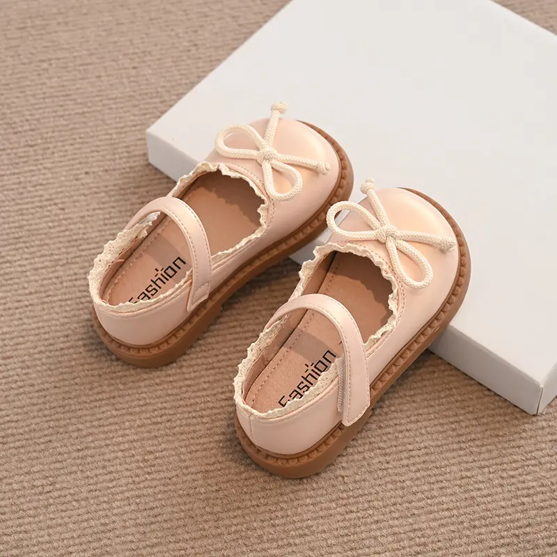 2025 Lolita Girl Party Dresses Shoes Chic Bow-knot Children Leather Shoes Fashion Versatile Kids Princess Mary Jane Shoes I01132