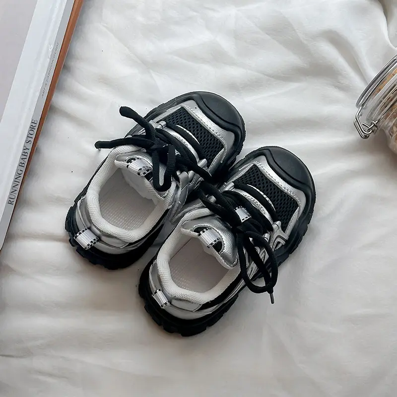 2024 Spring Baby Girl Boy Toddler tennis shoes Casual Sports Shoes Soft Bottom Comfortable Kids Sneakers Black Pink Gray H09273