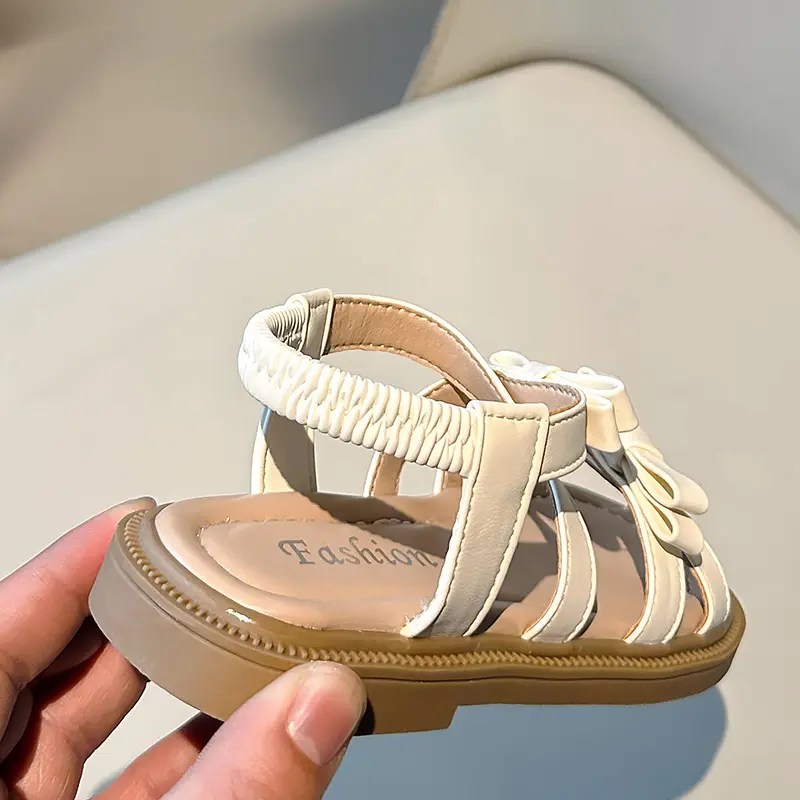 Baby Girls Hot Sale Summer Princess Fashion Bowtie Daily Light Walking Shoes Elastic Back Strape Comfortable Kids Sandals I05176