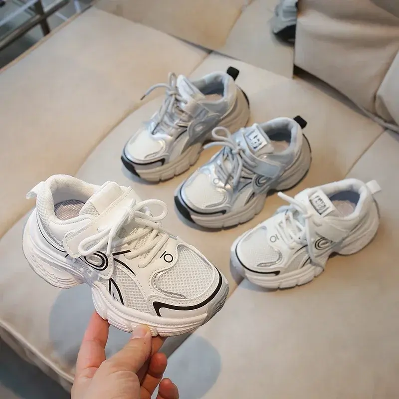 Todder Boy Mesh Shoes for Spring Autumn Children Causal Sneaker White Kids Girl Outdoor Shoes Gray Training Student Shoes I02041