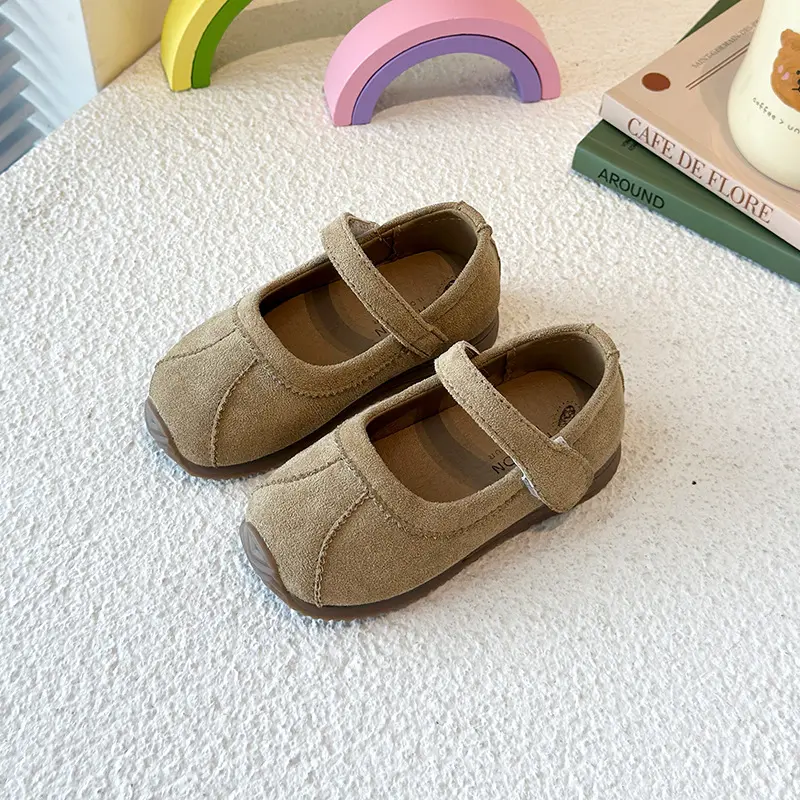 French Style Leisure Suede Leather Shoes Girls 2025 Spring Autumn City-friendly Children's Shoes Soft Sole Kids Sneakers I05104