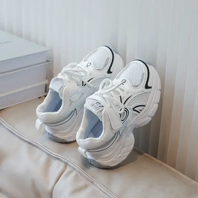 Todder Boy Mesh Shoes for Spring Autumn Children Causal Sneaker White Kids Girl Outdoor Shoes Gray Training Student Shoes I02041