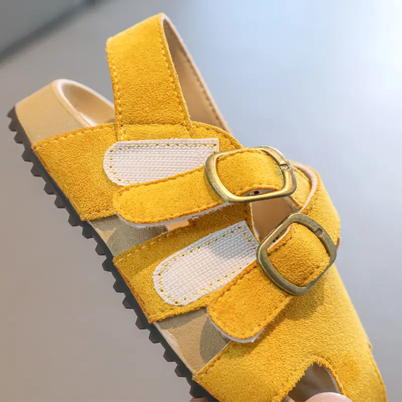 Suede Leather Children's Sandals for Girls Fashion Summer Girl Cross-tied Beach Shoes Baby Instant-dry Water Shoes Sandal I05112