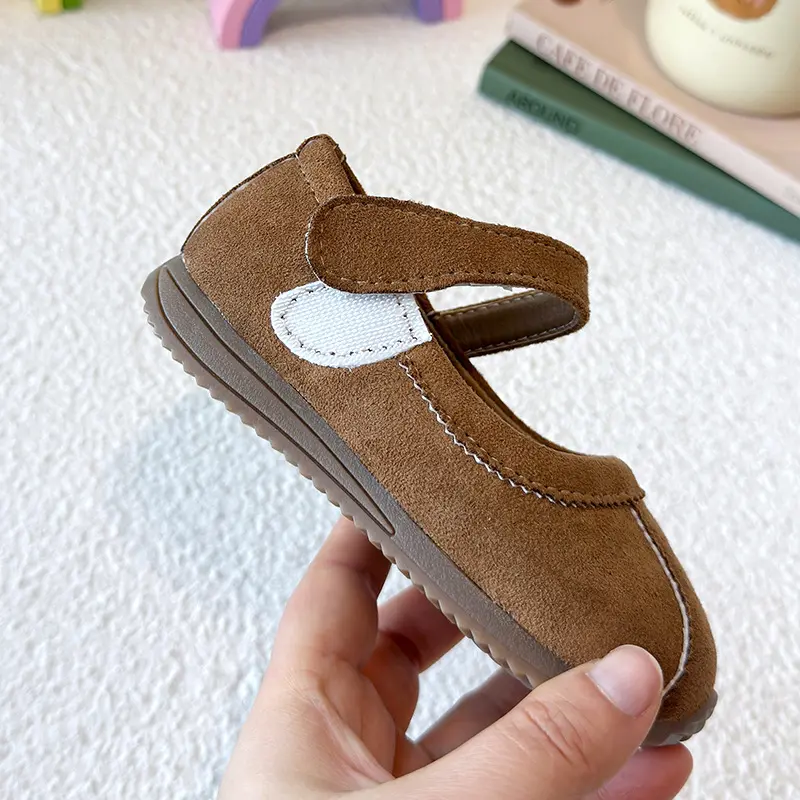 French Style Leisure Suede Leather Shoes Girls 2025 Spring Autumn City-friendly Children's Shoes Soft Sole Kids Sneakers I05104