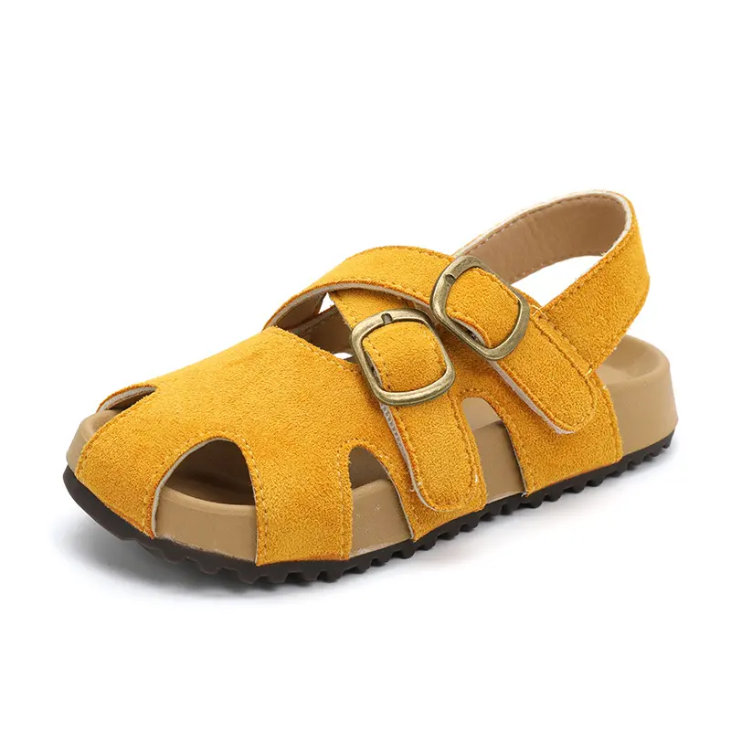 Suede Leather Children's Sandals for Girls Fashion Summer Girl Cross-tied Beach Shoes Baby Instant-dry Water Shoes Sandal I05112
