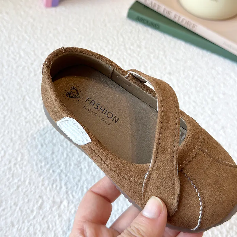 French Style Leisure Suede Leather Shoes Girls 2025 Spring Autumn City-friendly Children's Shoes Soft Sole Kids Sneakers I05104