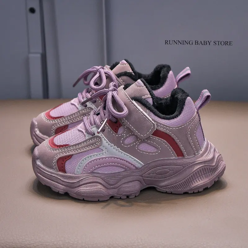 Winter Plush Warm Vulcanized Shoes Children Cotton Footwear Kids Boy Girl Arch Support Sport Shoes Concise Stripe Sneaker H11181