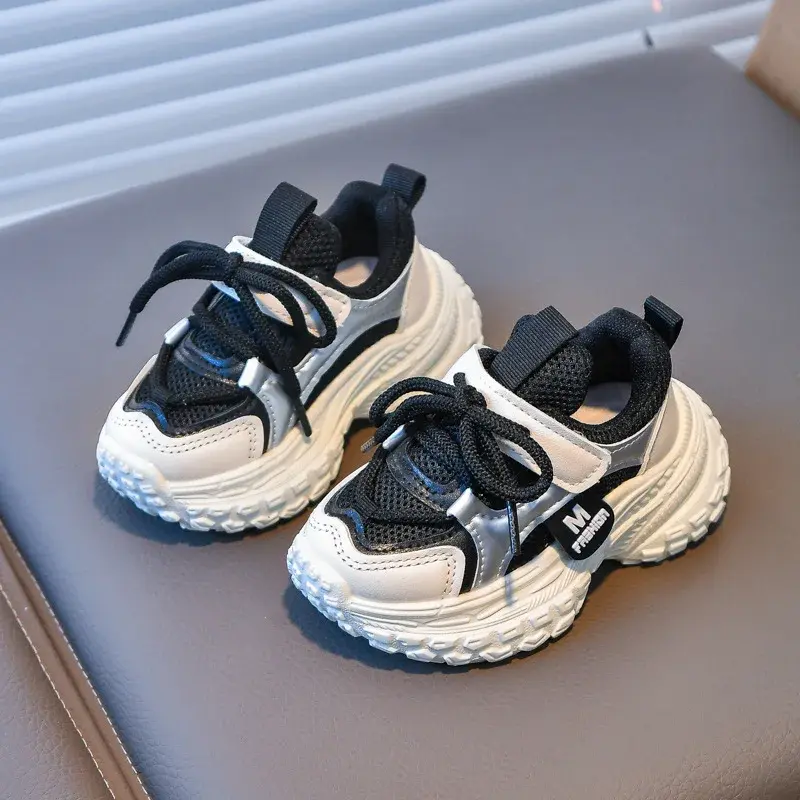 Breathable Lace-up Running Shoes for Kids Boy Athletic Sneakers with Lightweight Mesh Outdoor Sports Training Shoes Girls I01124