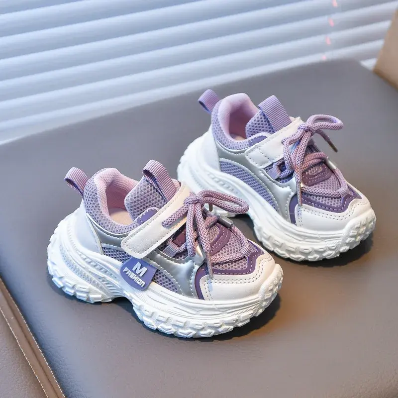 Breathable Lace-up Running Shoes for Kids Boy Athletic Sneakers with Lightweight Mesh Outdoor Sports Training Shoes Girls I01124