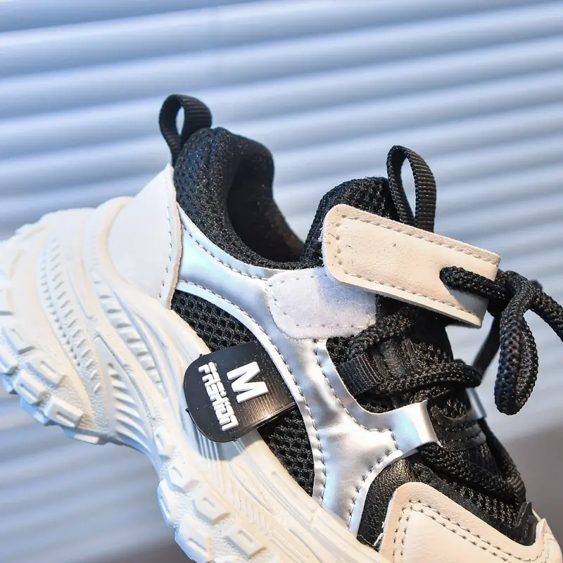 Breathable Lace-up Running Shoes for Kids Boy Athletic Sneakers with Lightweight Mesh Outdoor Sports Training Shoes Girls I01124