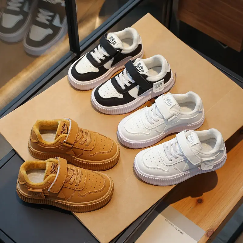 New Fashion Winter Children Casual Cotton Shoes Comfortable Non-slip Flat Casual Shoes Outdoor Plush Warm Student Sneaker H11122