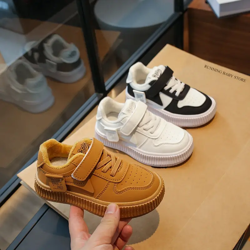 New Fashion Winter Children Casual Cotton Shoes Comfortable Non-slip Flat Casual Shoes Outdoor Plush Warm Student Sneaker H11122