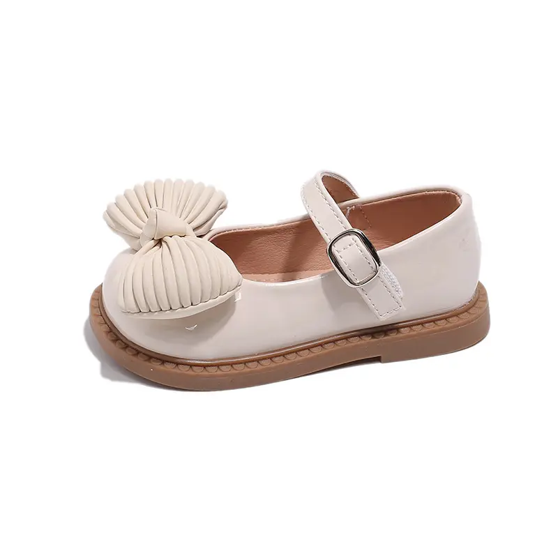 Princess Shoes for Girls Wedding Kids PU Leather Shoes Children Dress Party Smooth Glossy Flat Student Black School Shoes I05164