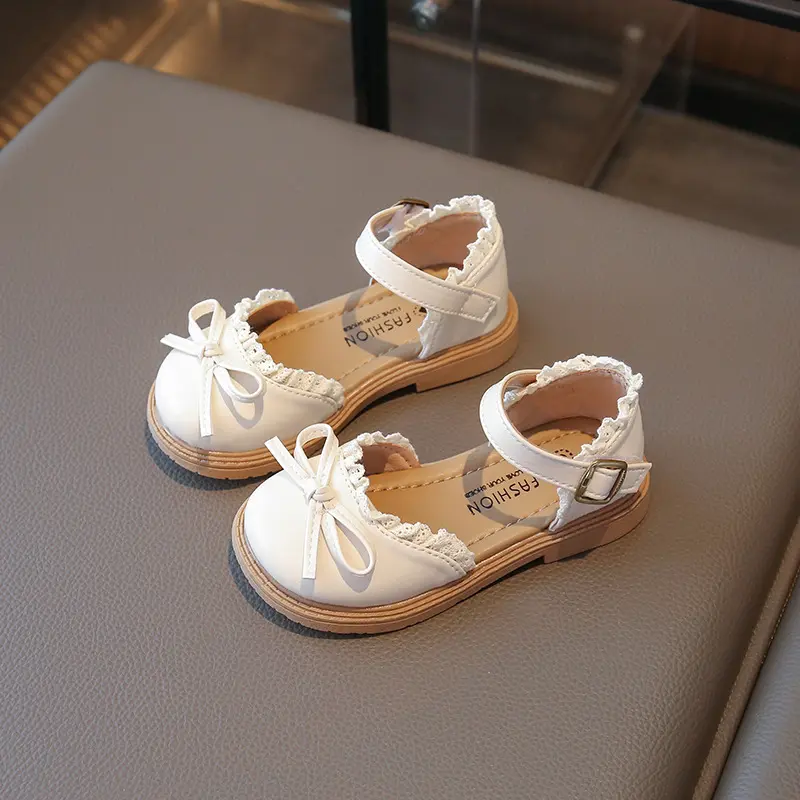 Cover Toe Girls Sandals Summer New Kids Fashion Ruffles Sweet Princess Butterfly-knot Shoes Children Non-slip Dress Shoes I03304