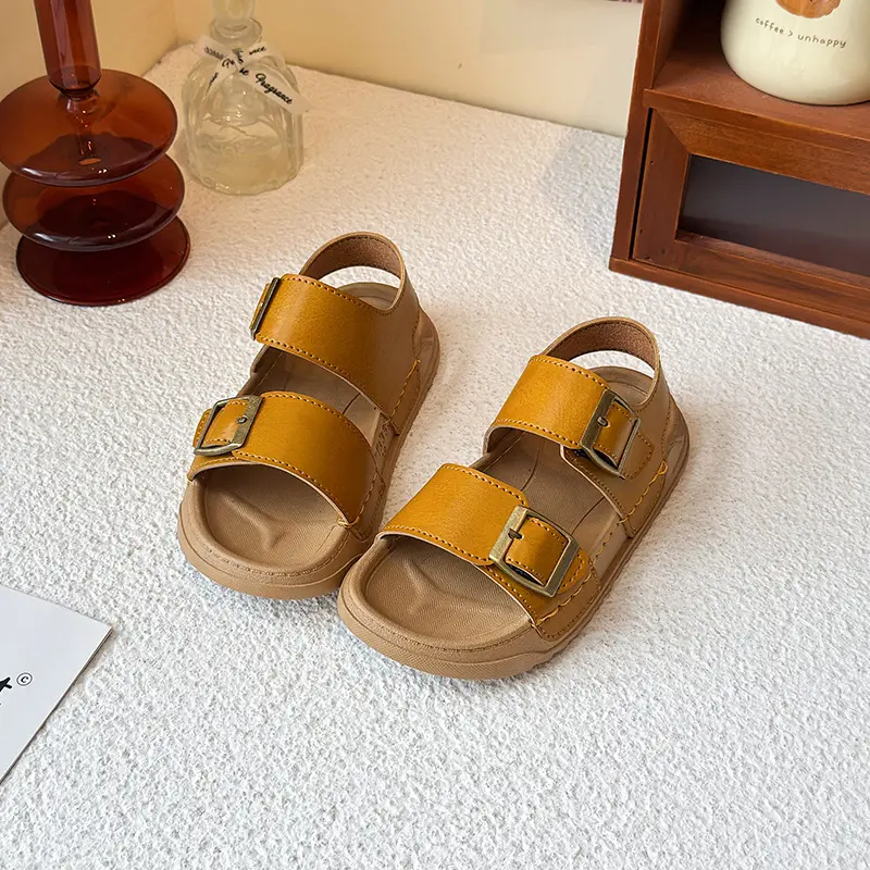 Summer New Sports Sandals for Boys Children Outdoor Casual Slides PU Leather Non-slip Breathable Girls Garden Shoes Beach I06204