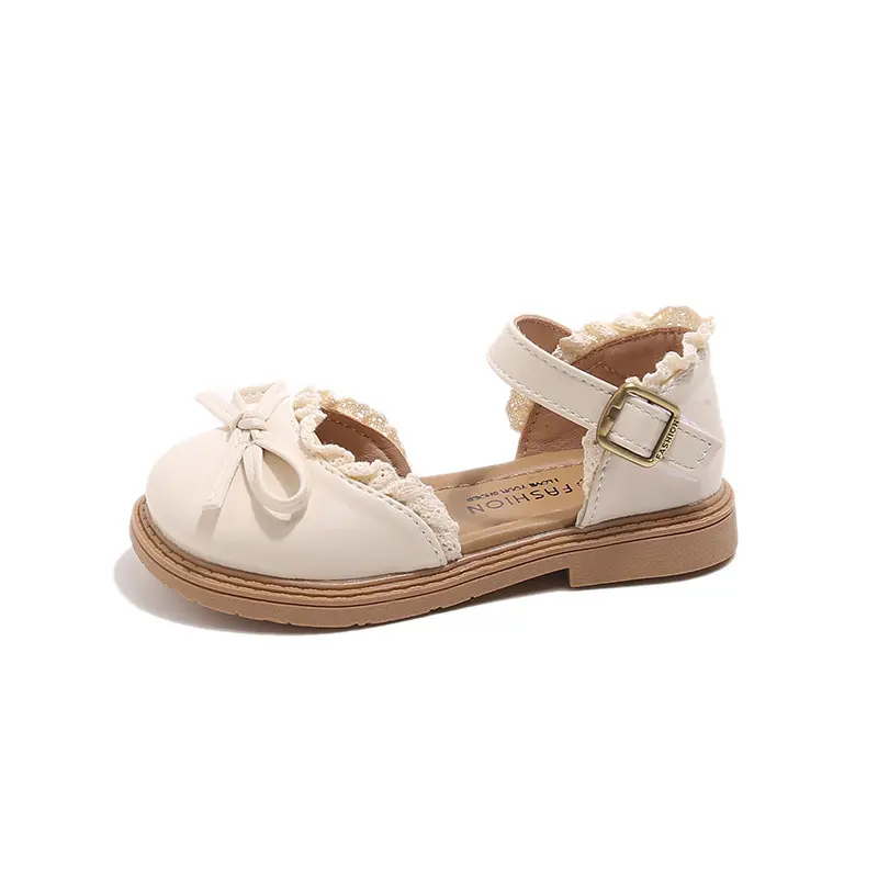 Cover Toe Girls Sandals Summer New Kids Fashion Ruffles Sweet Princess Butterfly-knot Shoes Children Non-slip Dress Shoes I03304