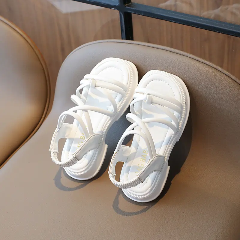 2025 New Cross-tied Narrow Band Platform Sandals for Girls Slip-on Girls Wedge Sandals Kids Sandal Girl Beach Shoes Child I06118