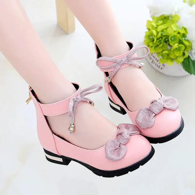 Little Girls Casual Sandals Children Footwear Bling Butterfly-knot Kids Princess Prom Party Sandals Shoes Leather Sandals H01307
