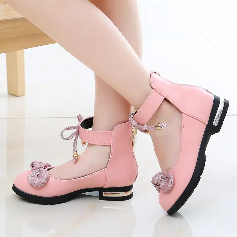 Little Girls Casual Sandals Children Footwear Bling Butterfly-knot Kids Princess Prom Party Sandals Shoes Leather Sandals H01307