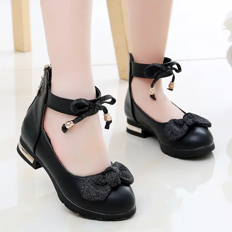 Little Girls Casual Sandals Children Footwear Bling Butterfly-knot Kids Princess Prom Party Sandals Shoes Leather Sandals H01307