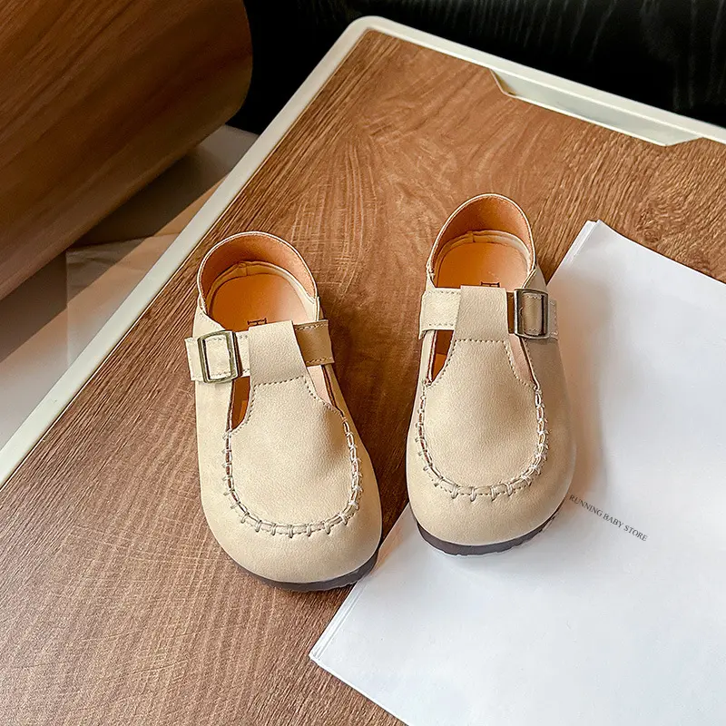 2025 Elegant Girl Princess Shoes New Kids Soft PU Leather Shoes Spring Autumn Children's Fashion Causal Solid Shoes Girls I01204