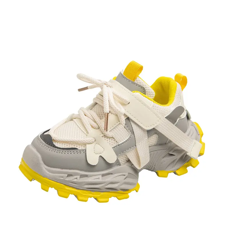 Side Nylon Belt Decos Kids Running Shoes Arch Support Children Sneaker Mesh Breathable Basketball Sport Shoes for Student I07311