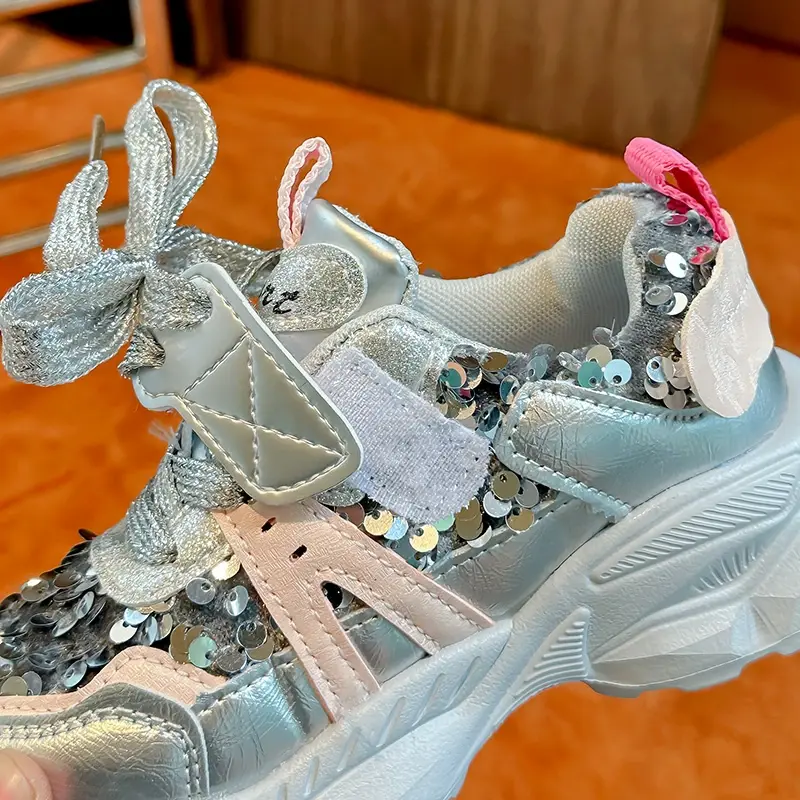 New Fall Kids Shoes Casual Children Footwear Sneaker Bling Leisure Girls tennis Shoes Sports Flats Comfort Platform Shoes H09043