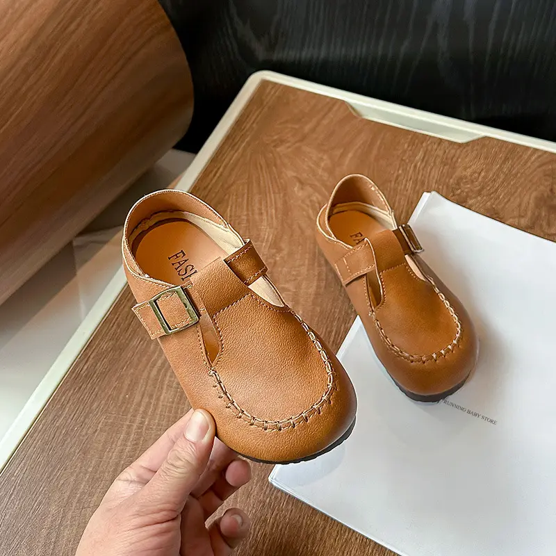 2025 Elegant Girl Princess Shoes New Kids Soft PU Leather Shoes Spring Autumn Children's Fashion Causal Solid Shoes Girls I01204