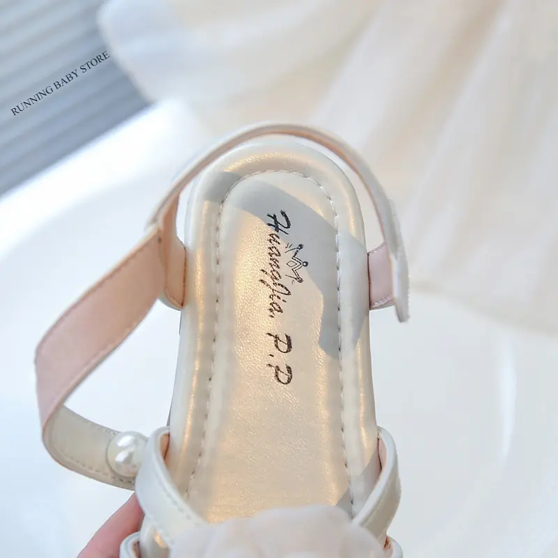 New Princess Shoes Girl Sandals with Tulle Rose Decor Little Girls Dress Shoes for Summer School Runway Performance shoes I05252