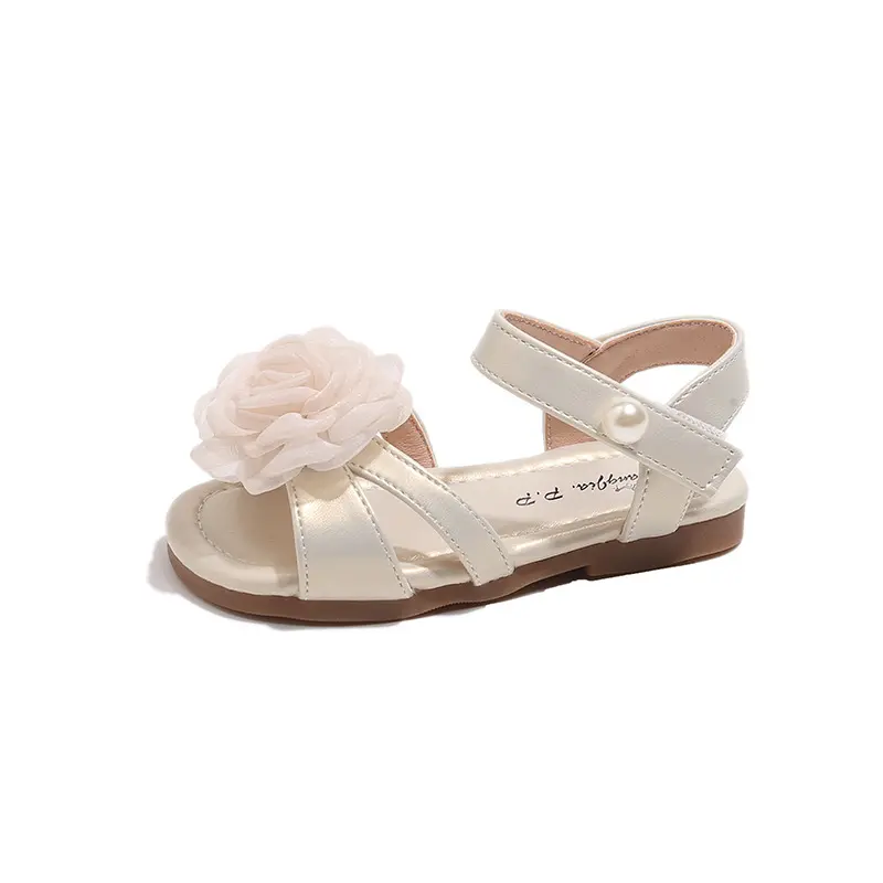 New Princess Shoes Girl Sandals with Tulle Rose Decor Little Girls Dress Shoes for Summer School Runway Performance shoes I05252