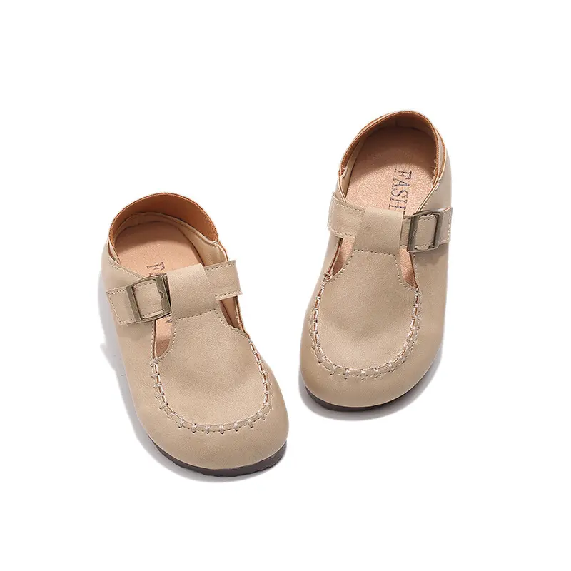2025 Elegant Girl Princess Shoes New Kids Soft PU Leather Shoes Spring Autumn Children's Fashion Causal Solid Shoes Girls I01204