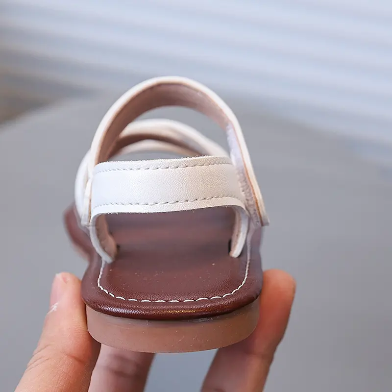 Summer Cross-tied Roman Sandals for Girls Retro Open Toe Beach Shoes Girl Soft Sole Comfortable Versatile Student Sandals I04141