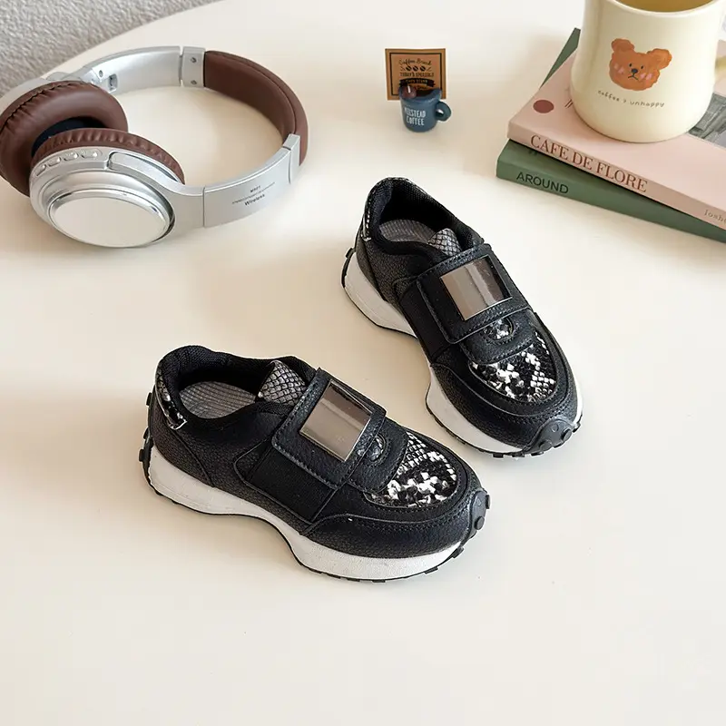Serpentine Pattern Children Chunky Sneaker for Girls Versatile Student Autumn School Shoes Child Bold Hue Running Shoes I06226