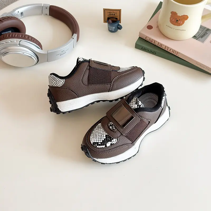 Serpentine Pattern Children Chunky Sneaker for Girls Versatile Student Autumn School Shoes Child Bold Hue Running Shoes I06226
