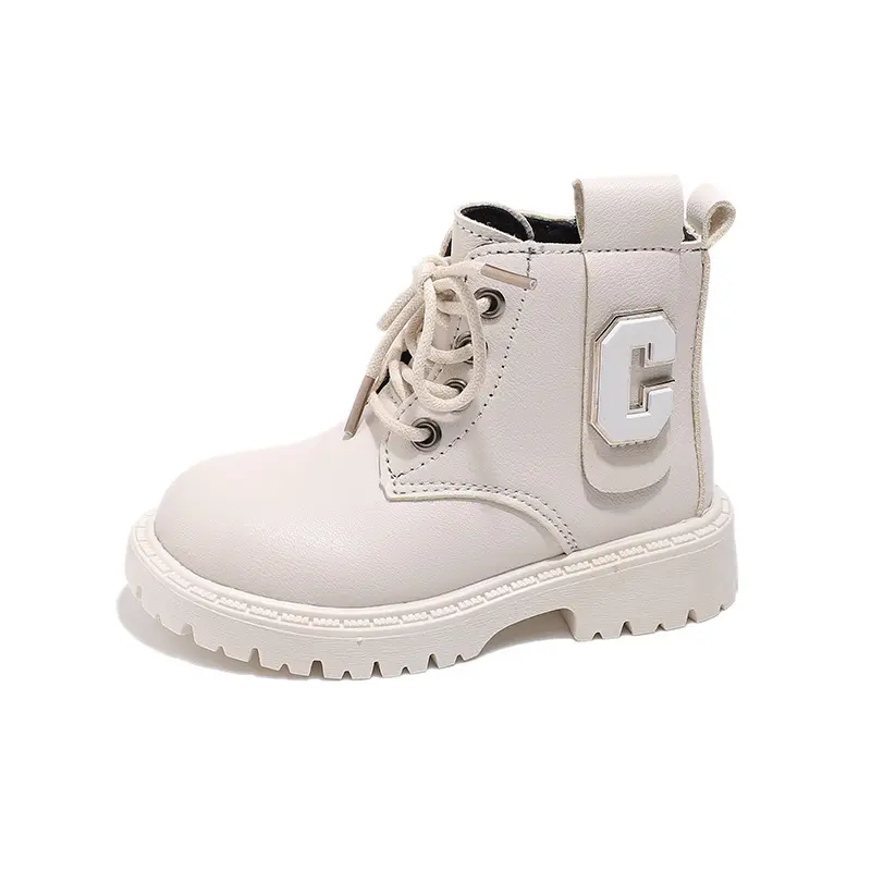 Super Comfortable Children Boots Side Zipper Classic Black Beige Outdoor Walking Shoes Girl Handsome Kids Platform Boots I07145