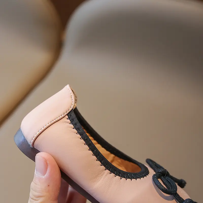 Princess Soft PU Leather Breathable School Baby Girl Comfort Ballet Flats Trend Slip on Shallow Loafer Dance Kid Footwear I01254