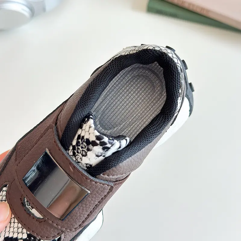 Serpentine Pattern Children Chunky Sneaker for Girls Versatile Student Autumn School Shoes Child Bold Hue Running Shoes I06226