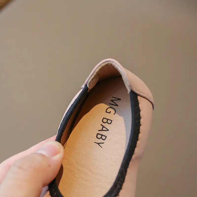 Princess Soft PU Leather Breathable School Baby Girl Comfort Ballet Flats Trend Slip on Shallow Loafer Dance Kid Footwear I01254