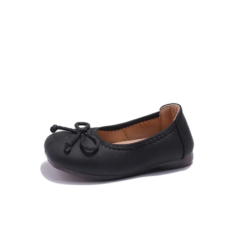 Princess Soft PU Leather Breathable School Baby Girl Comfort Ballet Flats Trend Slip on Shallow Loafer Dance Kid Footwear I01254