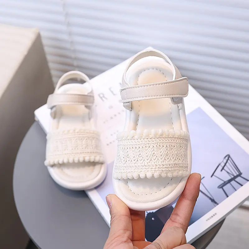2025 Cost-effective Summer Girl's Sandals Lightweight Non-slip Outdoor Beach Shoes Girl Fashion Hairball Platform Sandals I04213
